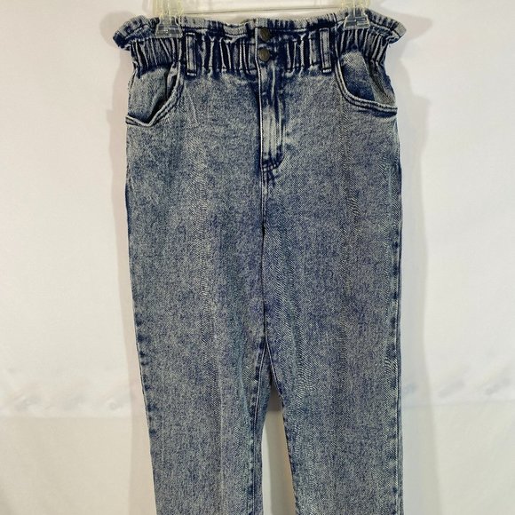 Wild Fable Ruffle Top Elastic Waist Blue Denim Jeans EUC Women's Size 8 - Picture 9 of 16